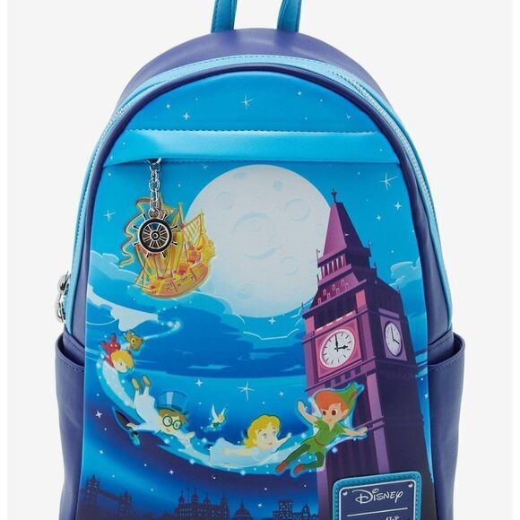 Loungefly Disney Peter Pan Nighttime Flight Glow-in-the-Dark Mini Backpack - Picture 1 of 6